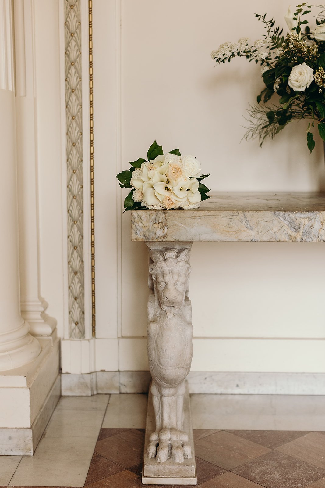 Wedding day details highlighting the historic architecture of Tupper Manor