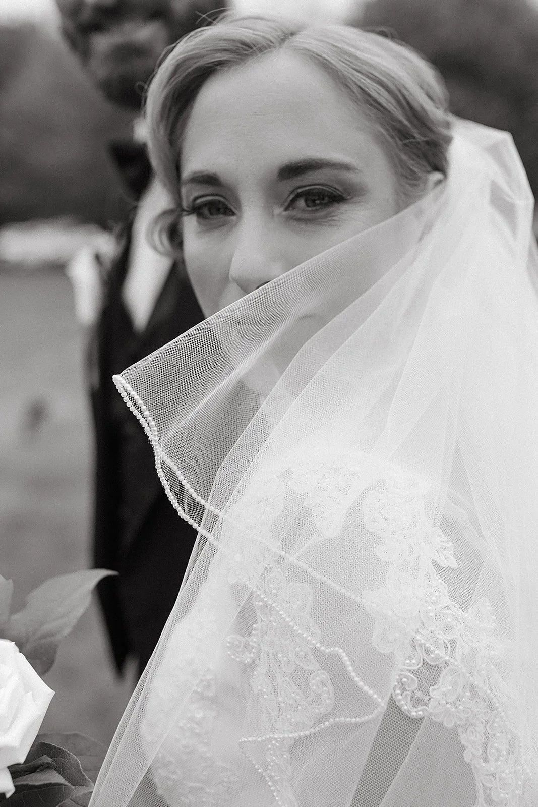 Detail of a bride, in black and white