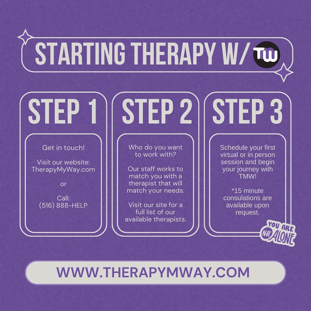 Starting therapy with TMW 101! 

Still unsure who&rsquo;s right for you? Call us today and we&rsquo;ll match you with your perfect therapist.

#nyctherapist #therapist #therapymyway