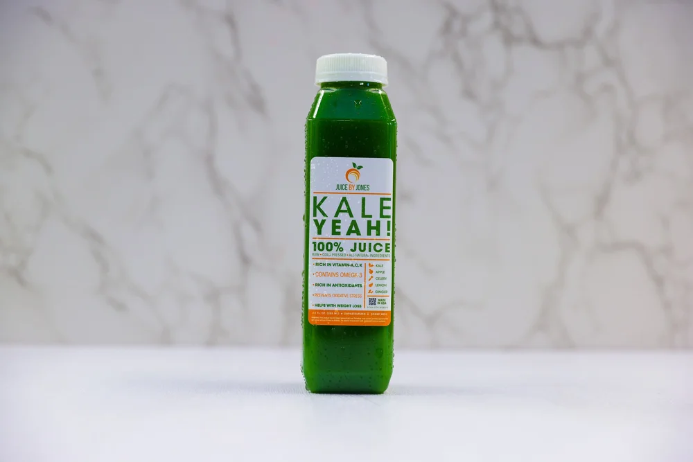 Kale Yeah cold-pressed juice bottle