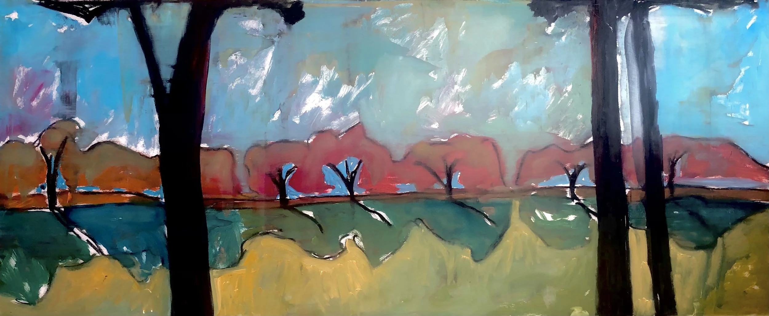 N149b Blossoms 24 x 60 Oil on Panel