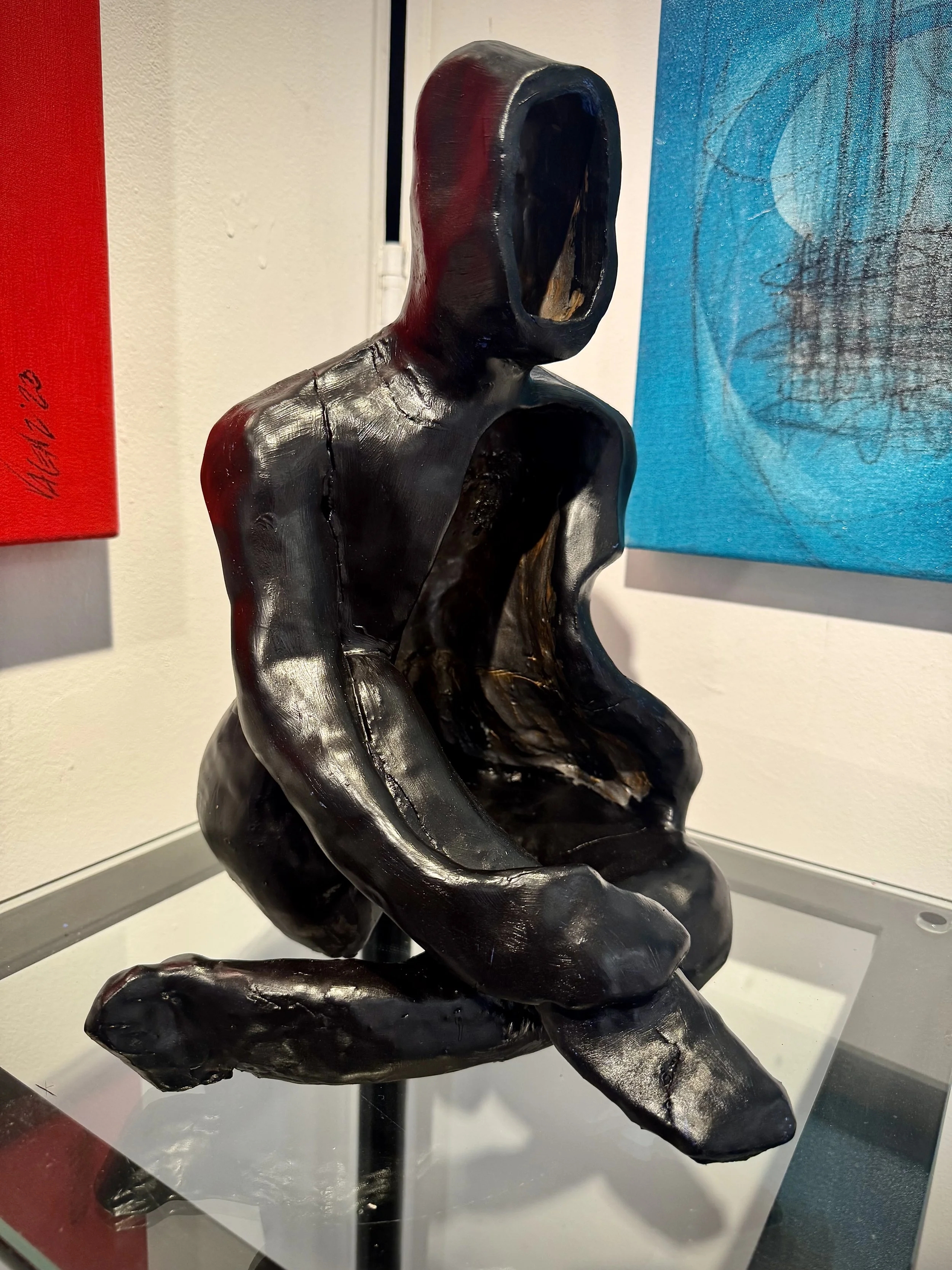 S2025-D Faceless Nude H 13.5 inches Base 10 x 8 inches LP006 low fire clay 2-3 underglazes $2400