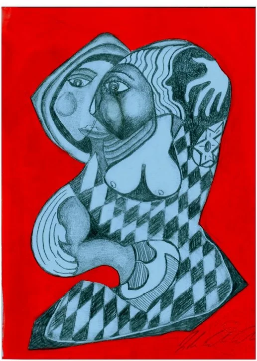 D16-23 Dominique   11.5” x 8.5” Image 26” x 21” Framed Graphite #602 Blackwing Paper: Rag Seal $1000