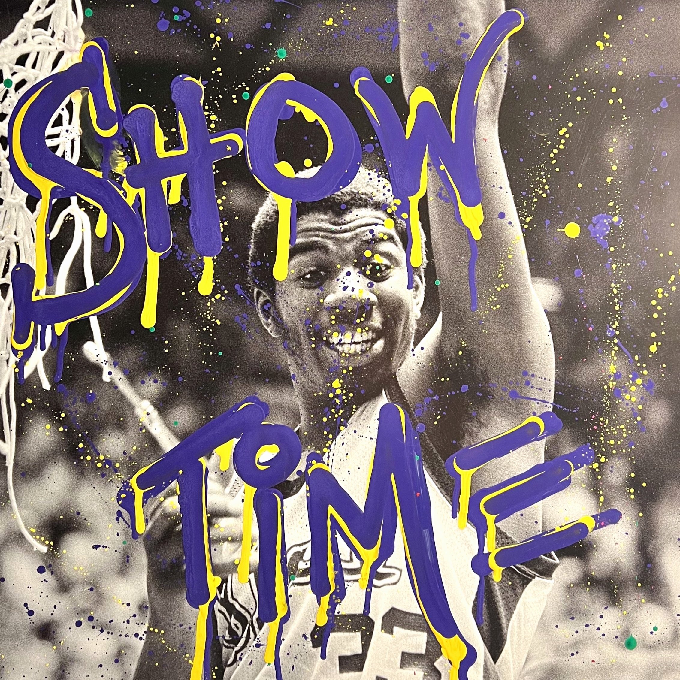 Ty+Nitz+Chicago+Artist+Limited+Edition+Mixed+Media+Print+Showtime+Show-time+show+time+magic+johnson+michigan+state+msu+east+lansing+LA+lakers+Los+Angeles+green+White+Art+Graffiti+Art+Pop+Art+purple+gold.jpg