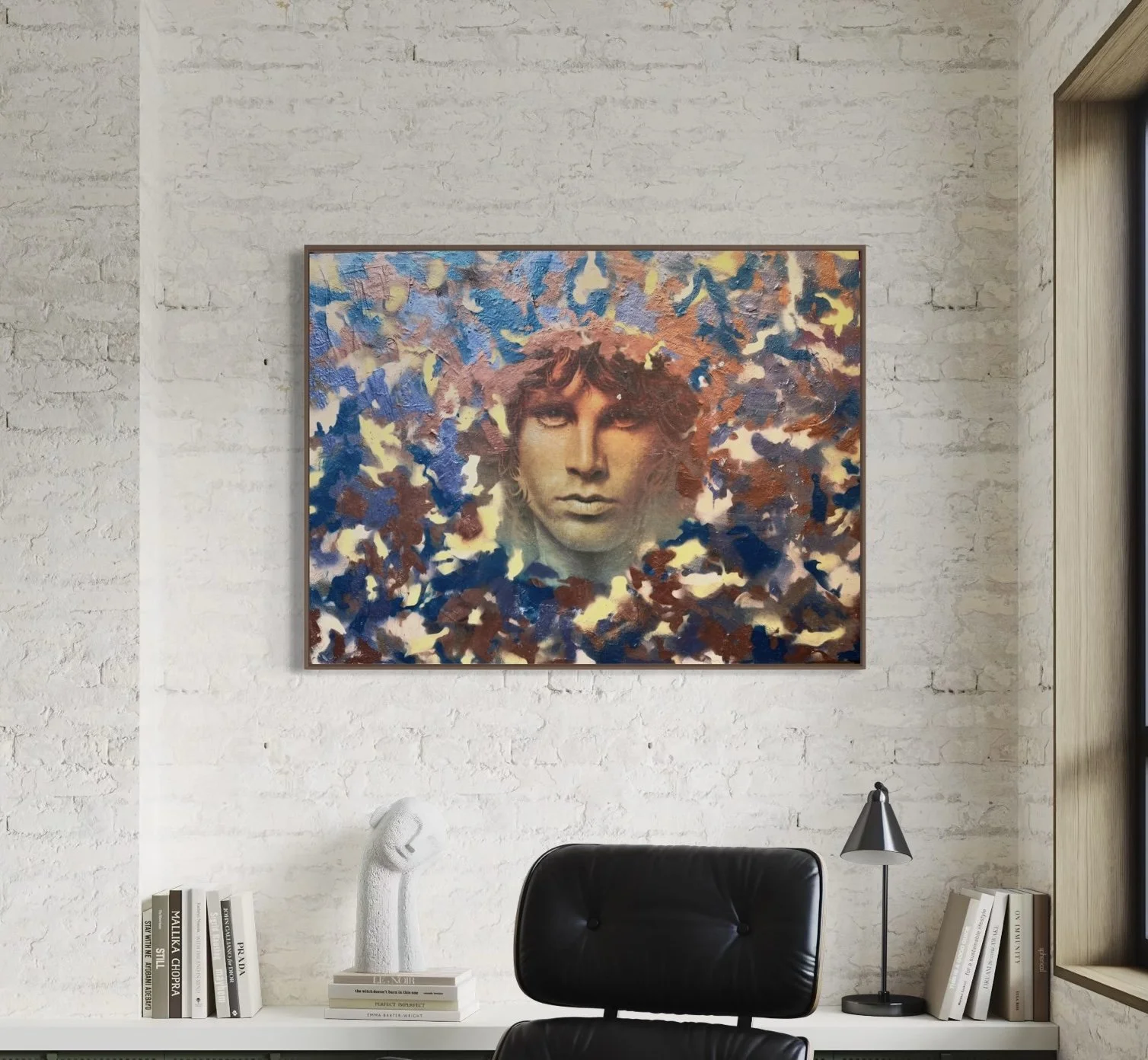 Jim Morrison artwork 48x36 copper crown by Ty Nitz mixed media original painting pop art graffiti art metallic blue orange new art best art top Chicago artist 24.jpg
