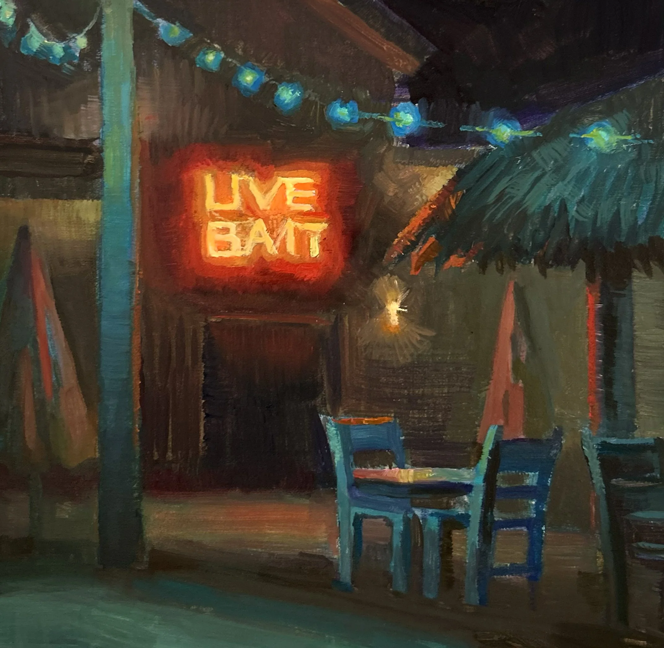 Tiki Night. 8x8". Oil on panel. SOLD
