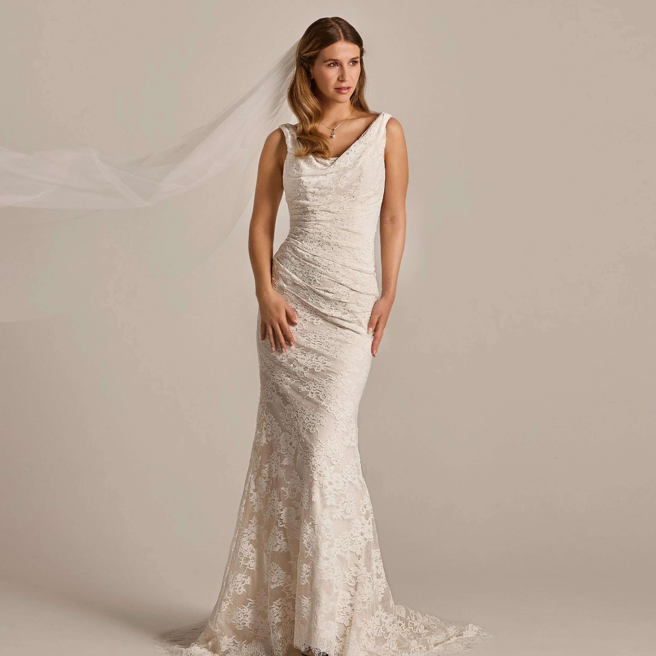 08-4727-nu lace cowl neck fit and flare lace wedding dress stockholm
