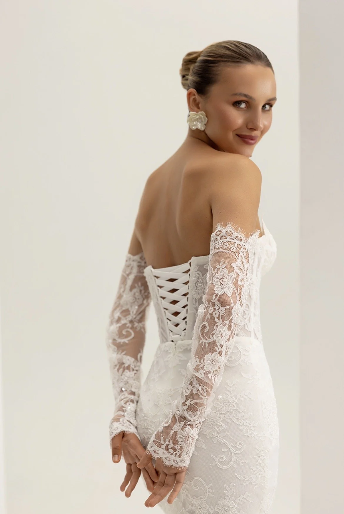 Corset back wedding dress lace