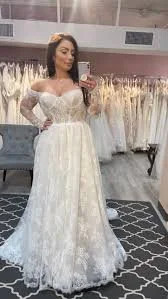 Vintage lace dress stockholm long arms off shoulder