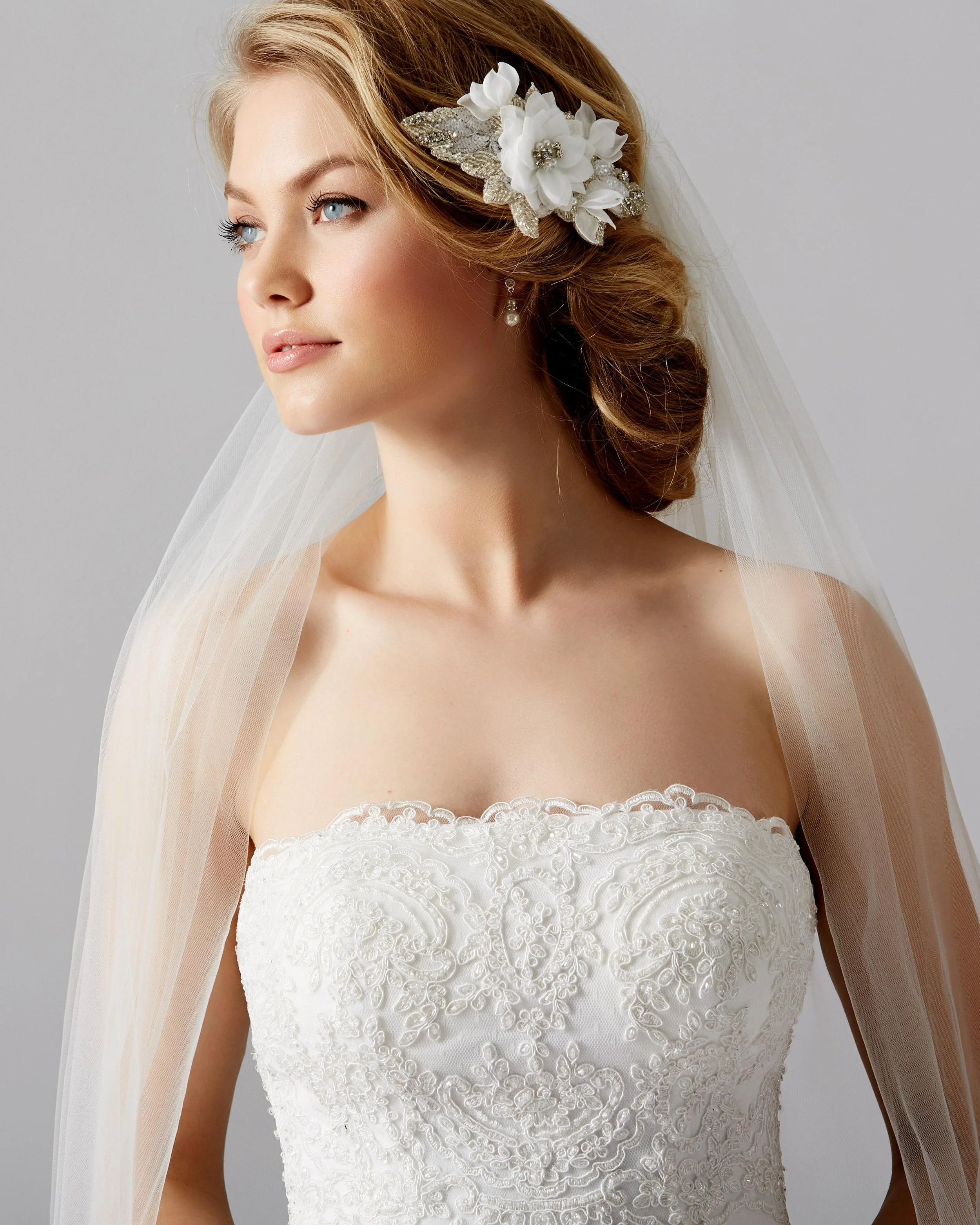 wedding dress lace dropped waist tulle.