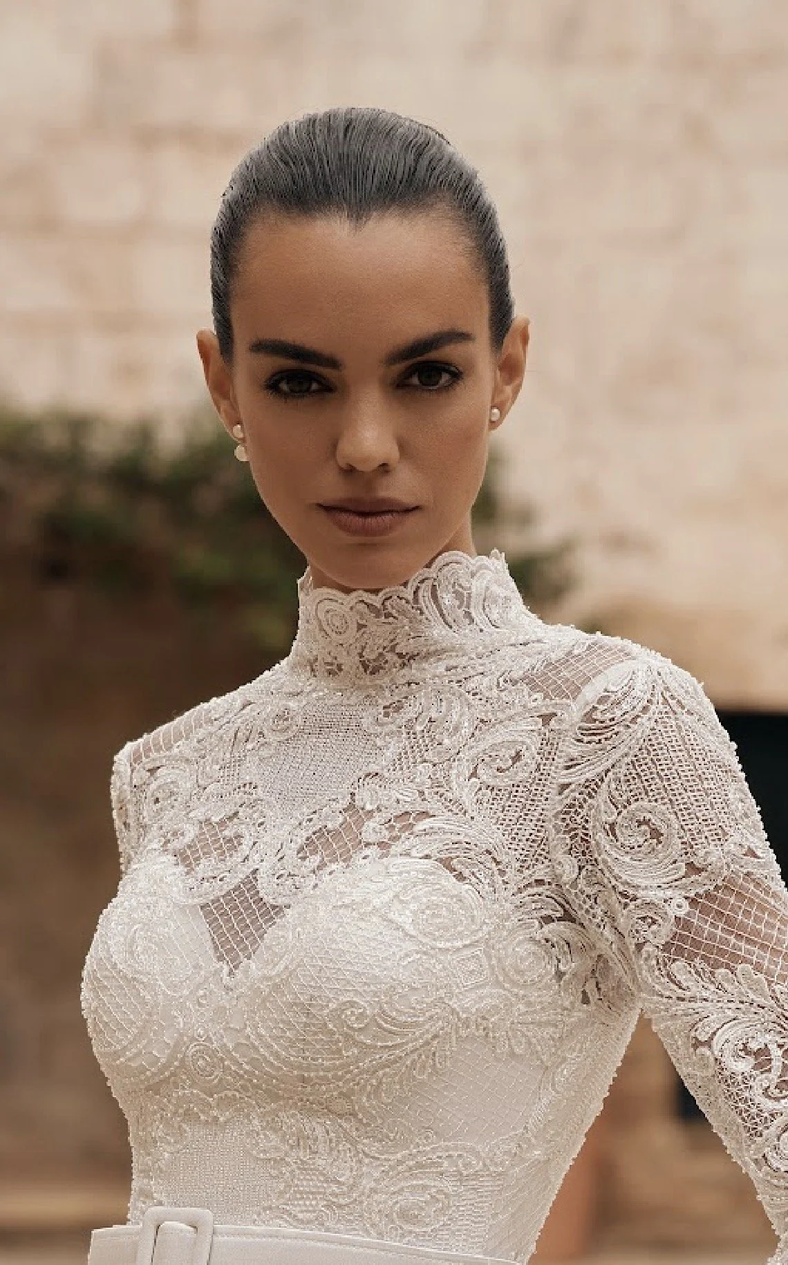 Highneck lace wedding dress stockholm