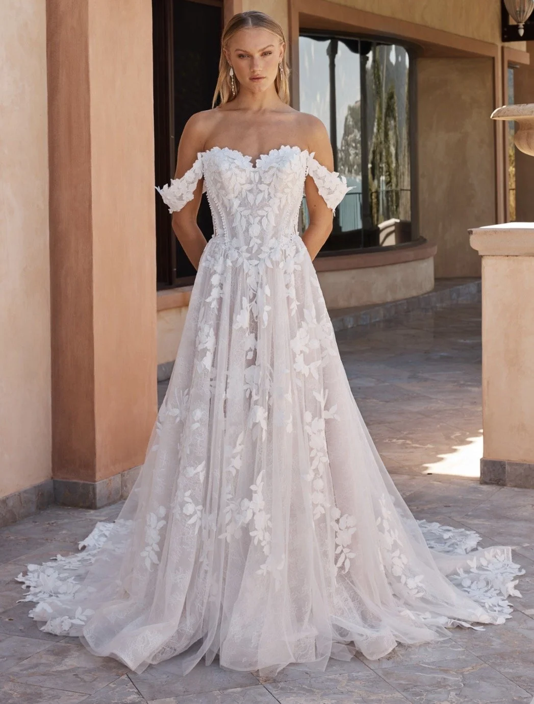 Lace wedding dress madi lane off shoulder