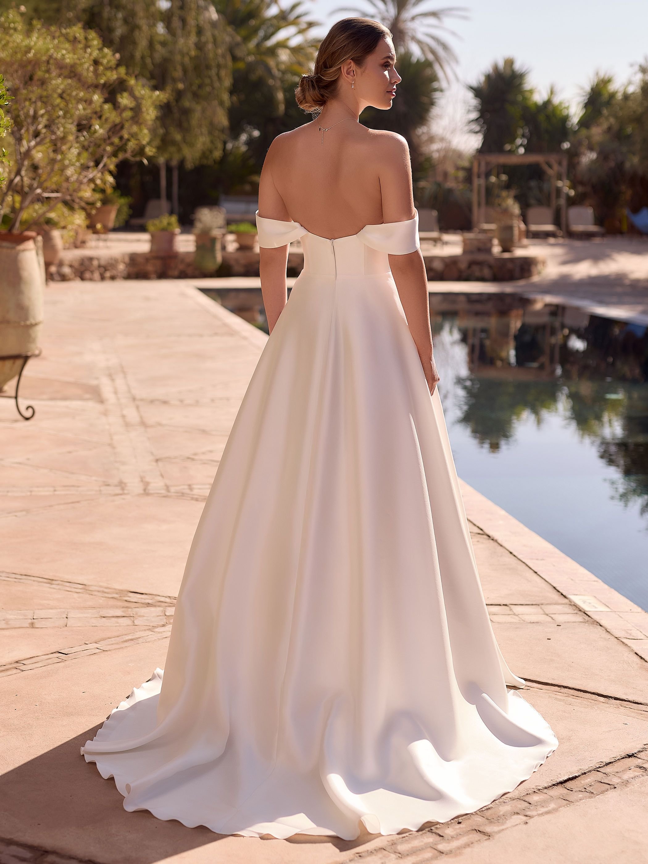 Open back wedding dress off shoulder stockholm sublime brudklänning