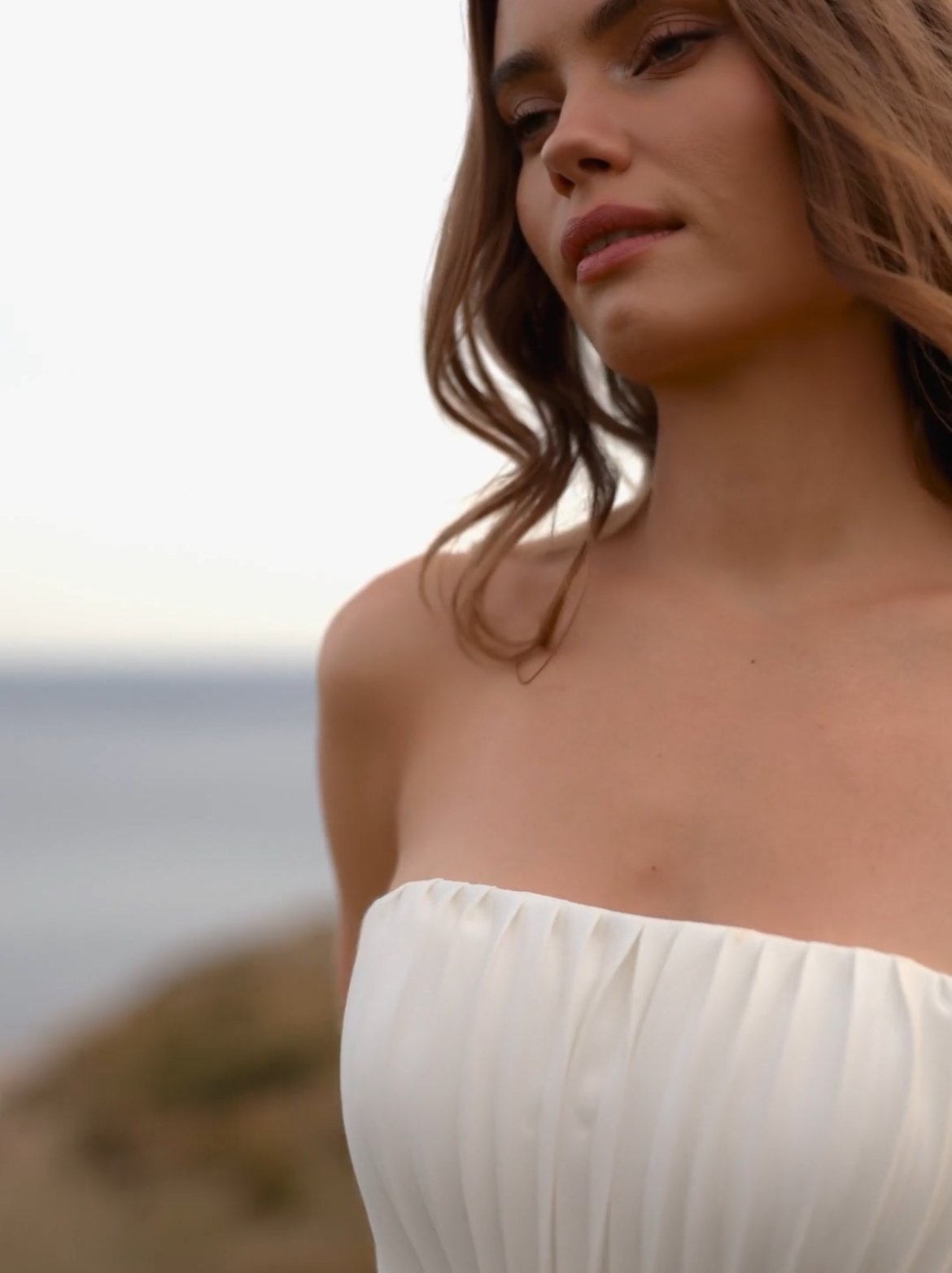 Pleated wedding dress