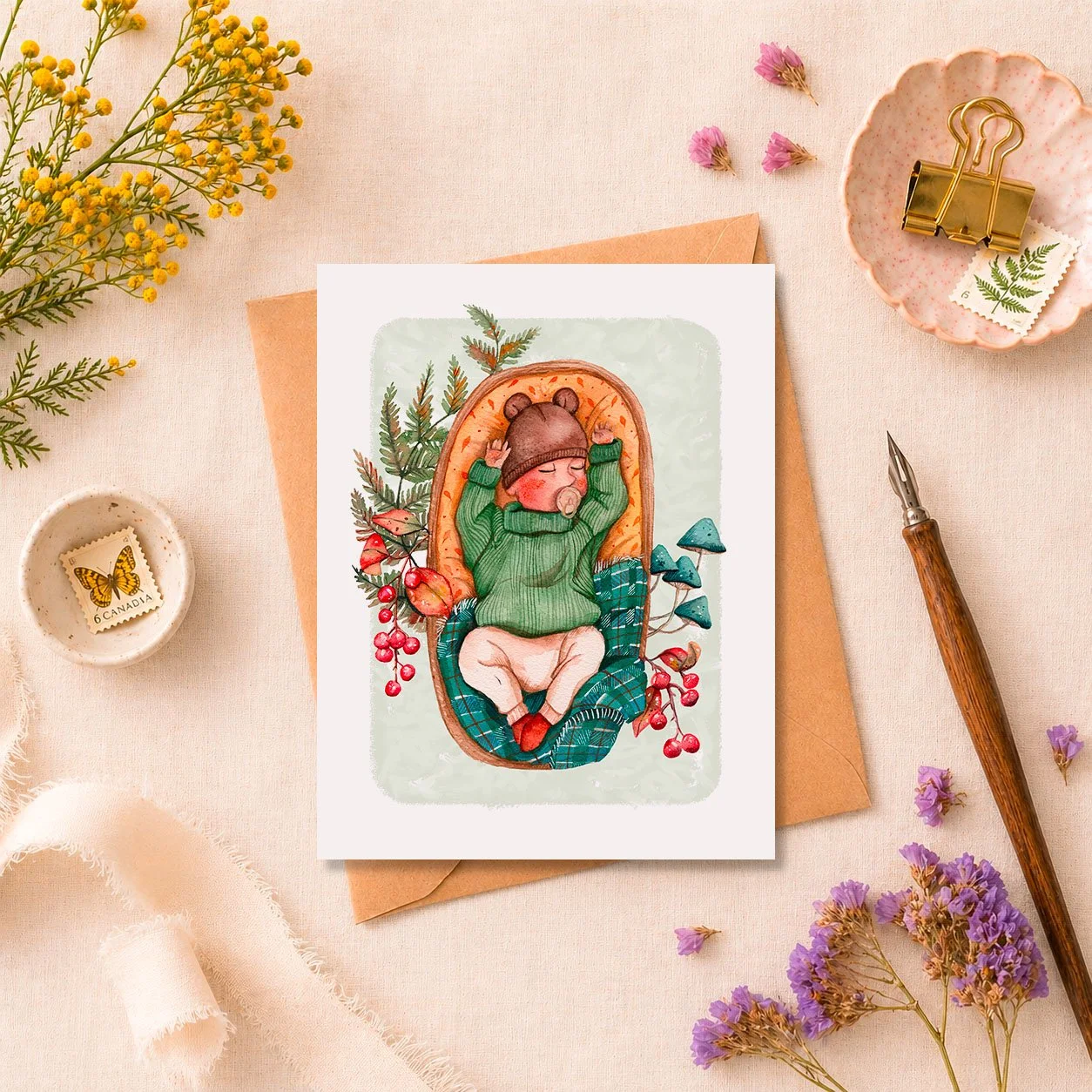 BÉBÉ D'AUTOMNE- Carte de Souhaits