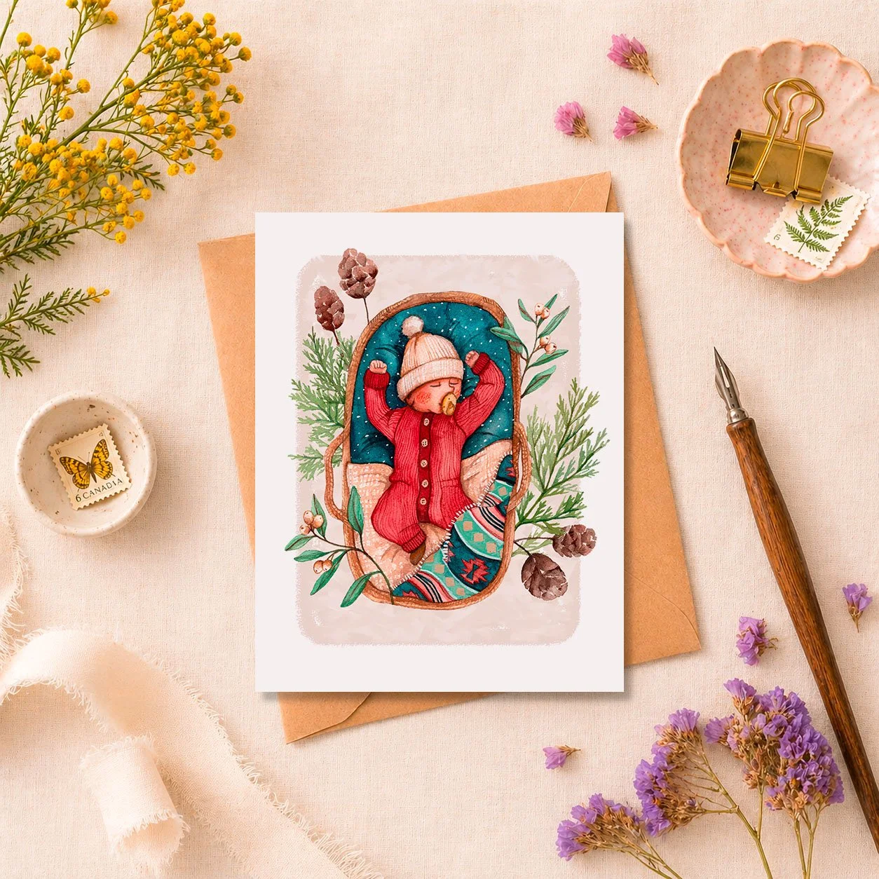 BÉBÉ D'HIVER- Carte de Souhaits