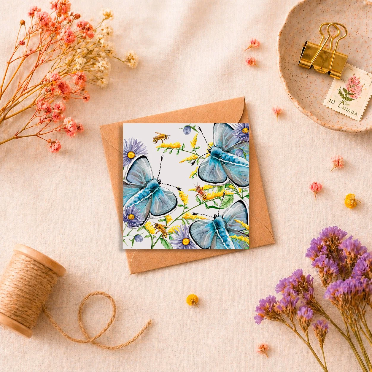 PAPILLONS BLEUS | Mini carte de souhait