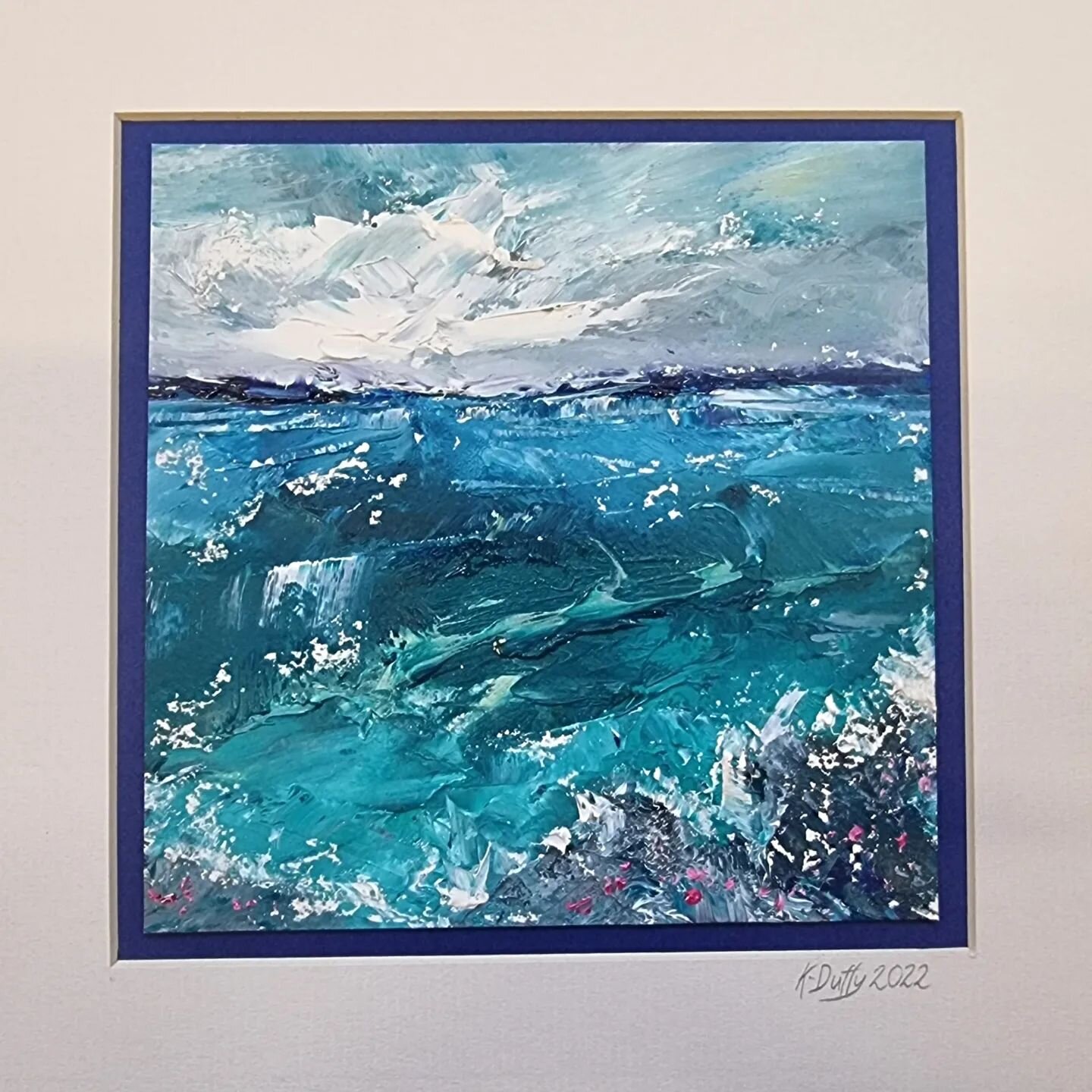 I've sold a few quick sketches in oils recently (13x13cm ish). This one was mounted on a navy blue greetings card and framed in a navy frame to match. Lovely to see what can be done with a simple frame matching the blue card. 
P.s. I actually did a p