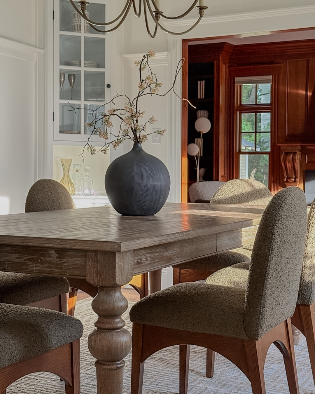 Staged dining room table, historic home, 28 Green Street, Needham, MA