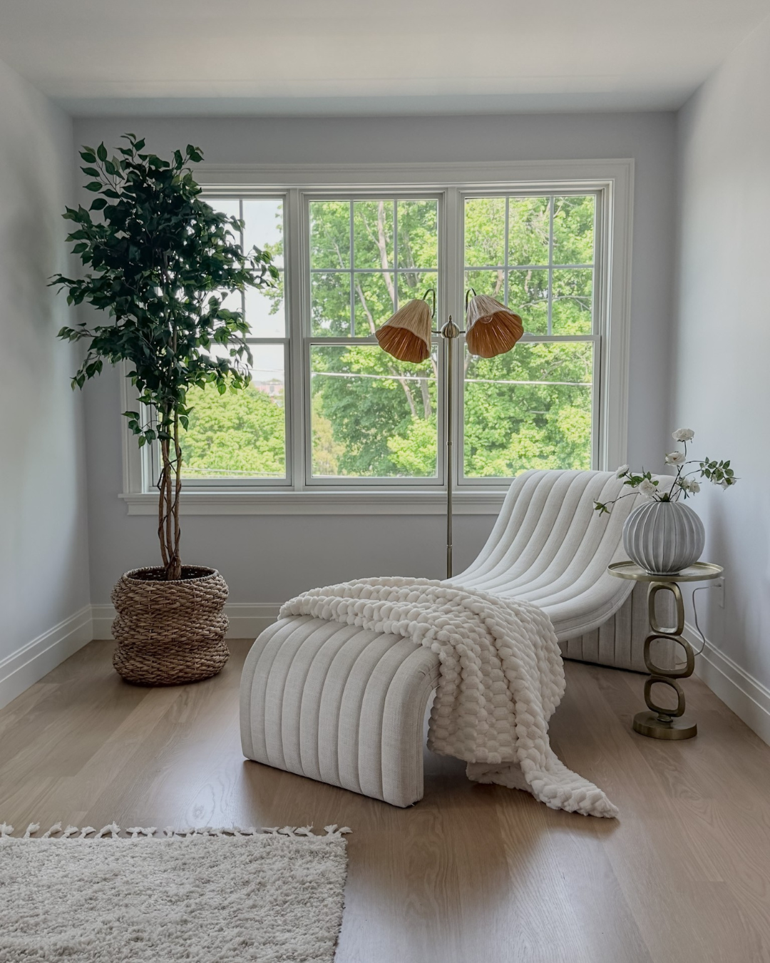 Staged sitting area in primary suite, luxury staging, new construction, 70 Woodbine Circle, Needham, MA