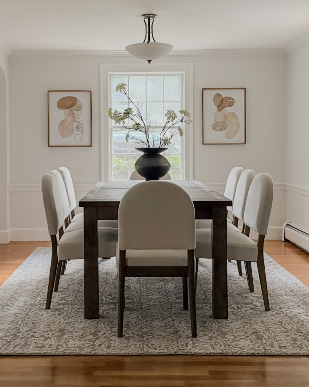 Staged dining room, luxury staging, 57 Douglas Road, Needham, MA