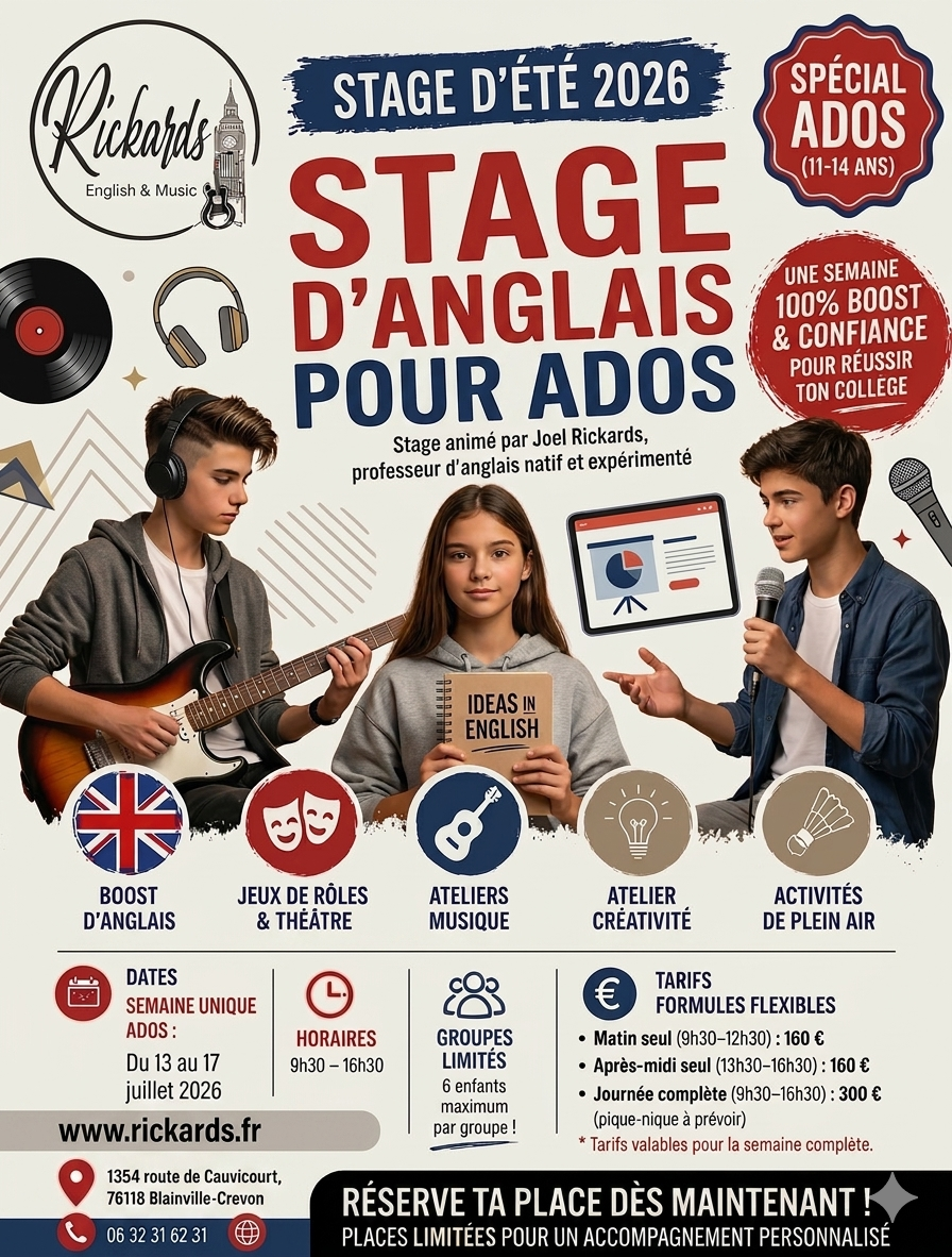 Stage anglais pour Ados 