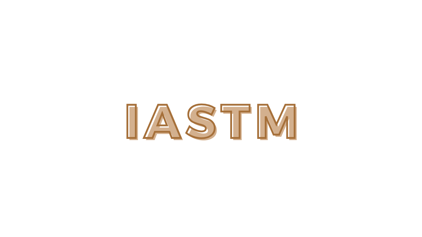 The word 'IASTM' in brown, 3D-style letters on a white background.