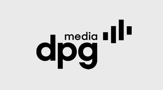 Logo with the text 'media dpg' and a stylized bar chart icon.