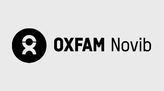 Oxfam Novib logo with black circular icon and text on a white background