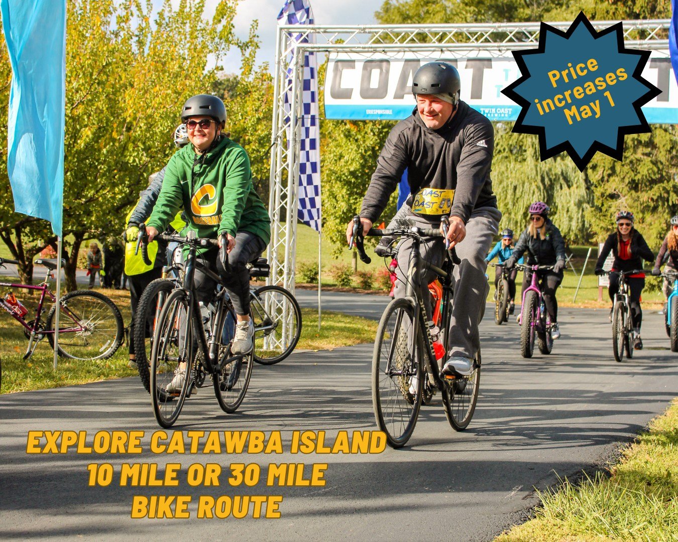 Keep the outdoor riding season going by registering for Coast to the Oast on Saturday, September 14!

This event starts and finishes at Twin Oast Brewing! 

This is a ride for ages 13 and over due to riding in the roadways and abilities with clearly 