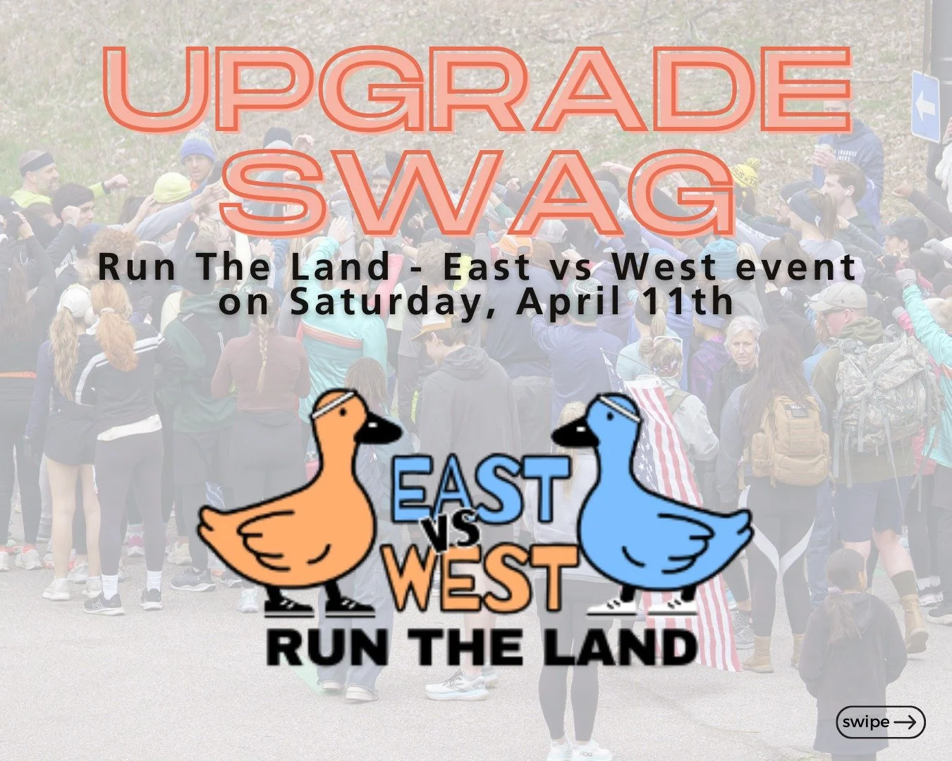 🚨 IT'S OFFICIAL! 🚨 The upgraded swag for the Run The Land - East vs West is finally HERE, and it's our best yet! 

It's the perfect time to announce this swag as we are two months from event day! Get ready to earn or buy this sweet, unique gear!🏃&