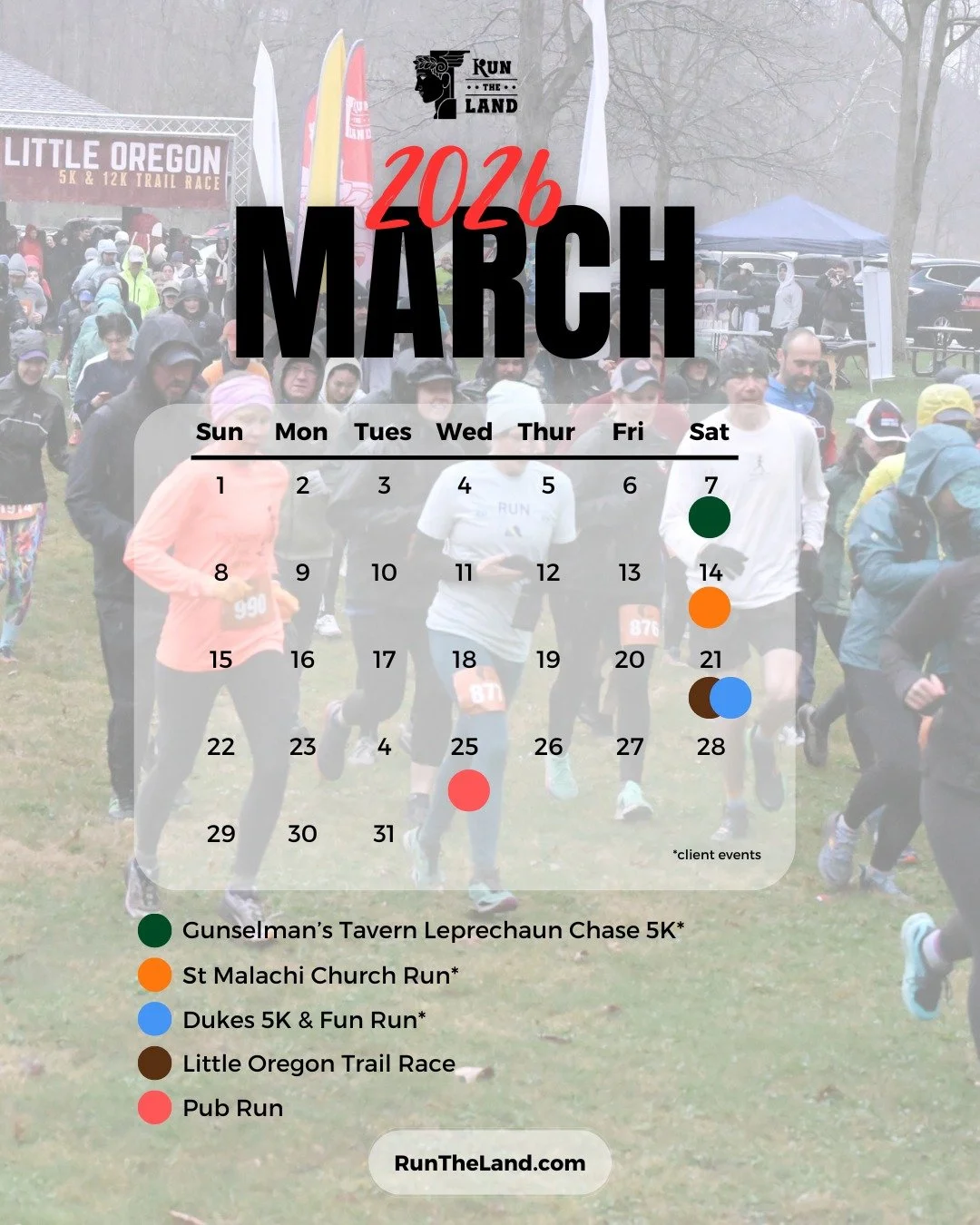 Spring is nearly here, and so are the races! 🌷🏃&zwj;♀️

March is officially ON, and that means more events and more miles ahead as we charge into 2026. Get ready to hit the pavement &amp; trails with our clients and us!

Check out our full March sc