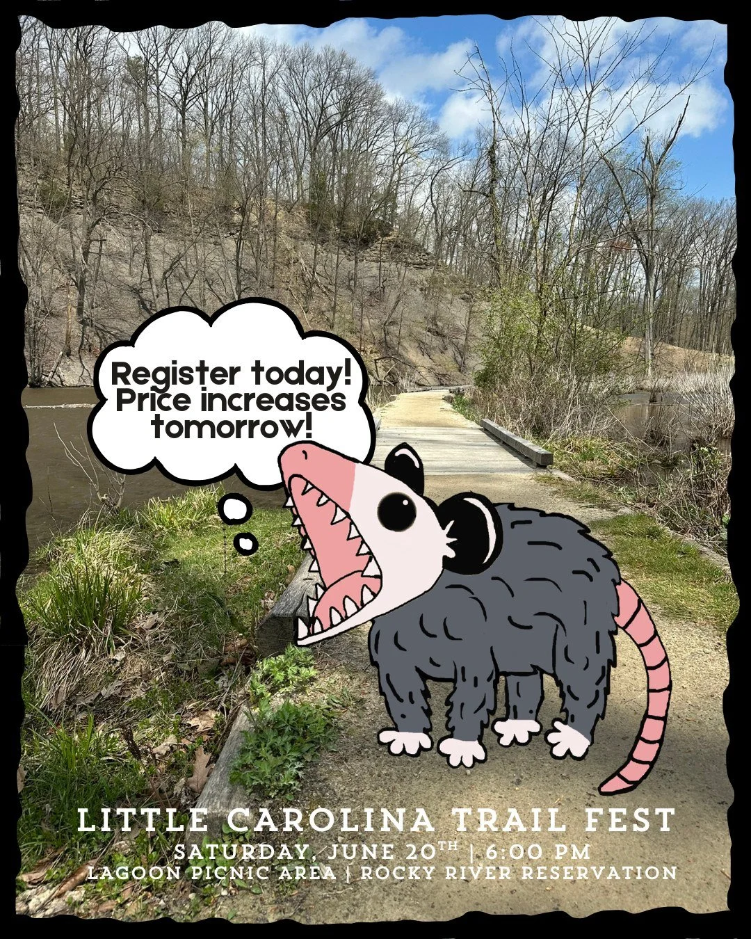 🌙🏃&zwj;♂️ Night trail racing awaits!

Register today for the Little Carolina Trail Fest before prices increase tomorrow! ⏰

Get ready for an evening of:
🌿 Trail miles
🎶 Live bluegrass music
🍺 Cold drinks in the beer garden
🌅 Summer sunset vibes