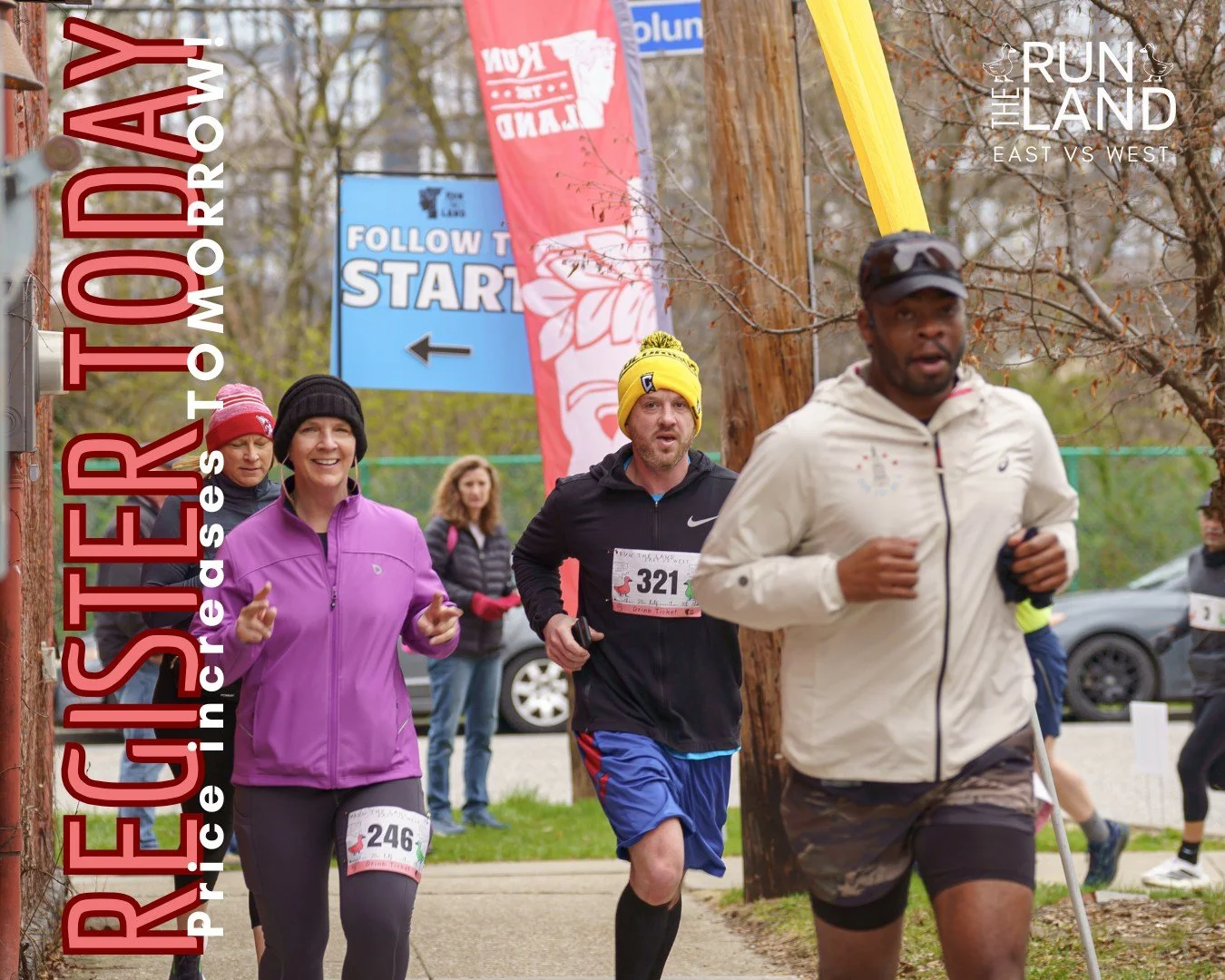 🚨 Register today to SAVE 🚨

Tomorrow (April 1st), prices increase for Run The Land: East vs West.

If this run is already on your calendar&hellip; this is your sign to stop waiting.
👟 5K | 10K | Half | 20 Mile | Marathon.
🎒 Ruck options. 
⏲  Time