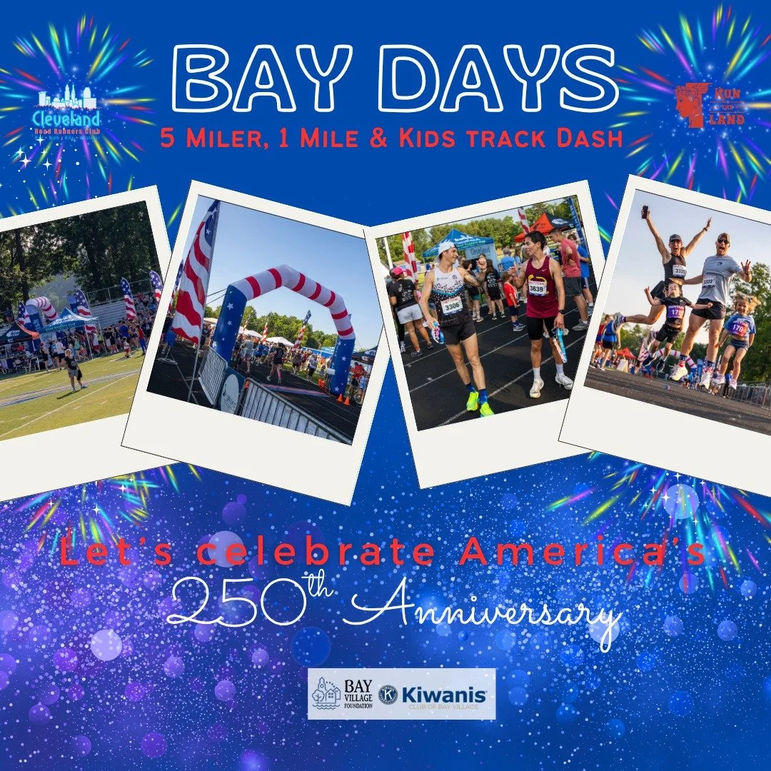 🎉 Three months until the Bay Days 5 Miler, 1 Mile, and Kids Track Dash! 🎉

Can you believe it? The countdown is on! Are you ready to start your 4th of July through the beautiful streets of Bay Village? 🇺🇸

Whether you're running for a PR or bring