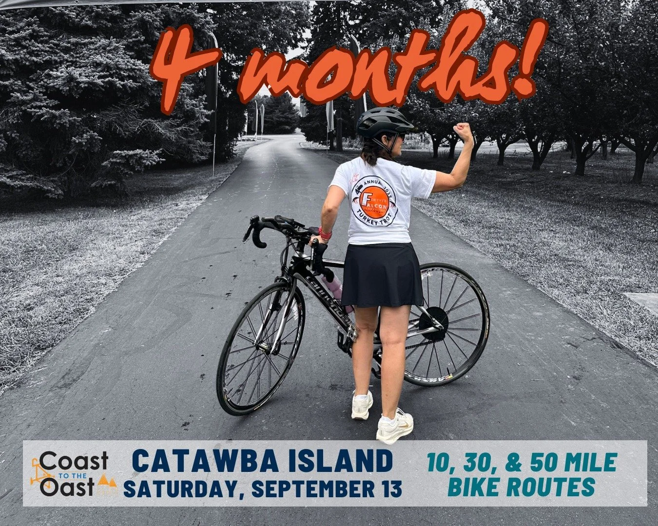 Four months to go until Coast to the Oast p/b @shoresandislands 🚴&zwj;♀️🌞

This isn&rsquo;t just a ride &mdash; it&rsquo;s a whole morning with friends, sunshine, and miles along Catawba Island&hellip; followed by food, drinks, and live music at @t