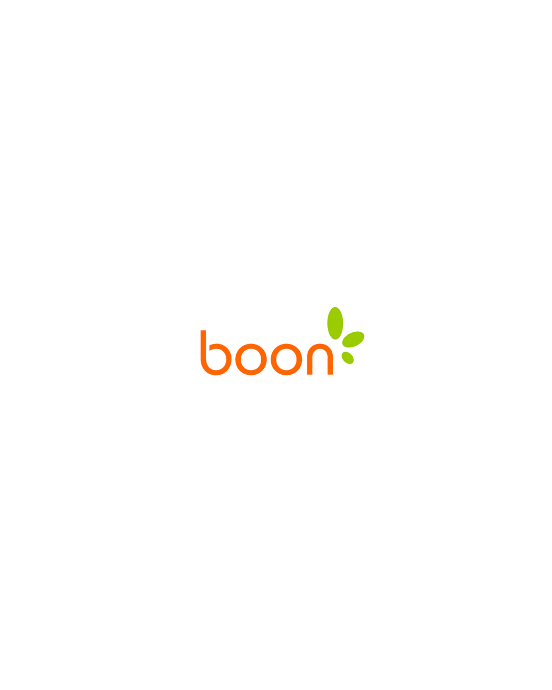 Black outline of a plant with three leaves growing vertically, with a colorful logo beneath it that says 'boon' in lowercase letters, with the 'oo' stylized as orange and containing small green leaves.