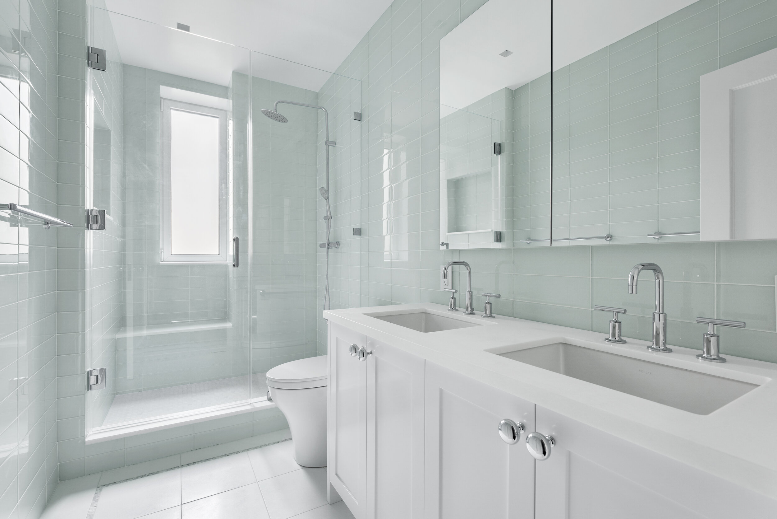 Bolster-renovated master bathroom in a Classic Six co-op apartment on Manhattan's coveted Museum Mile.