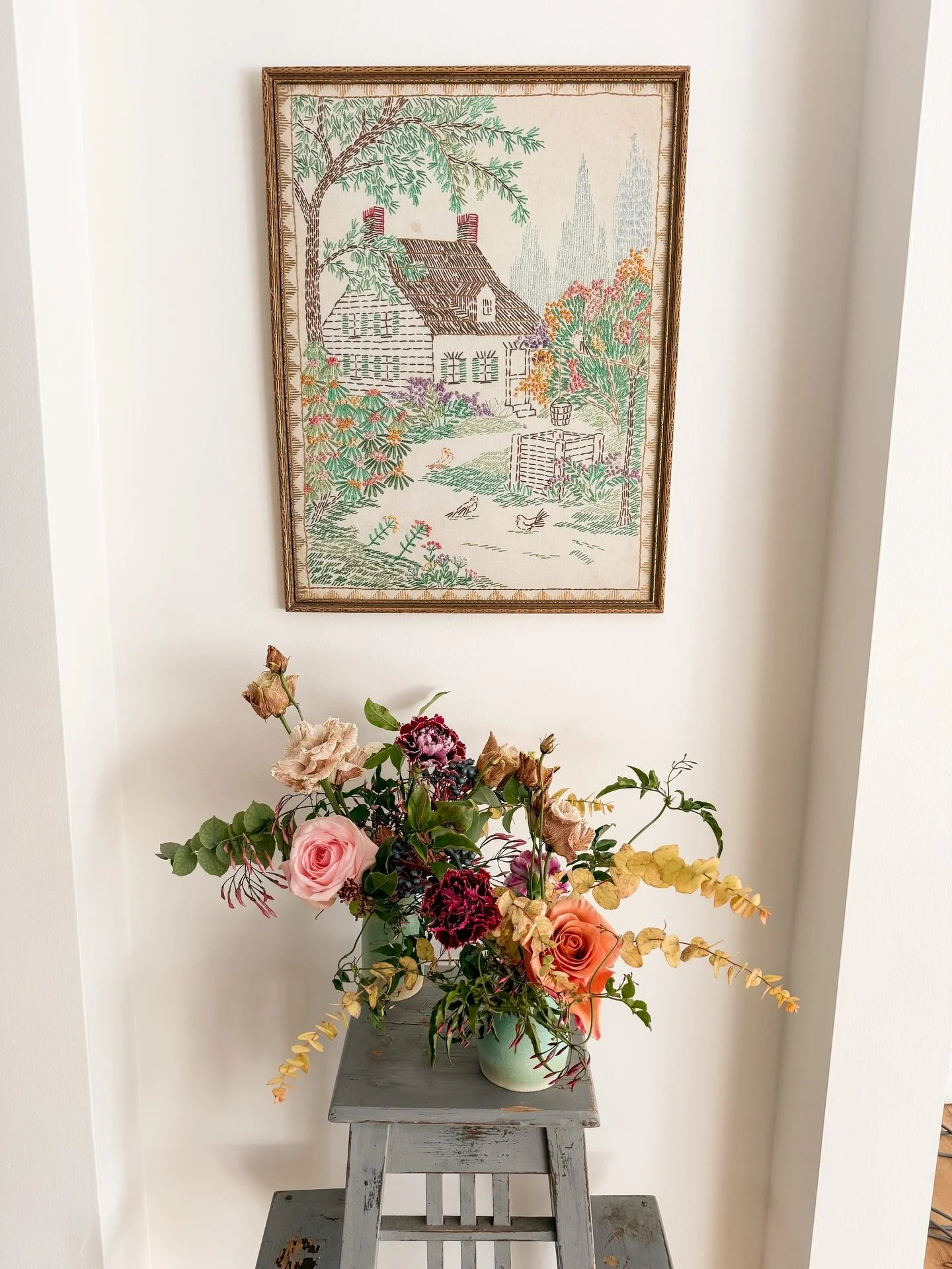 Flowers &amp; ceramics always go hand in hand.  I&rsquo;m excited to start fully unboxing my studio and getting re-organized since the move!  I need to unearth all these pretty turquoise bud vases by @bowman_ceramics.  For now my family and I have to