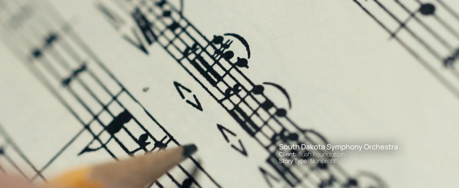 Close-up of handwritten sheet music, from a Passenger Productions documentary for the Bush Foundation and South Dakota Symphony Orchestra