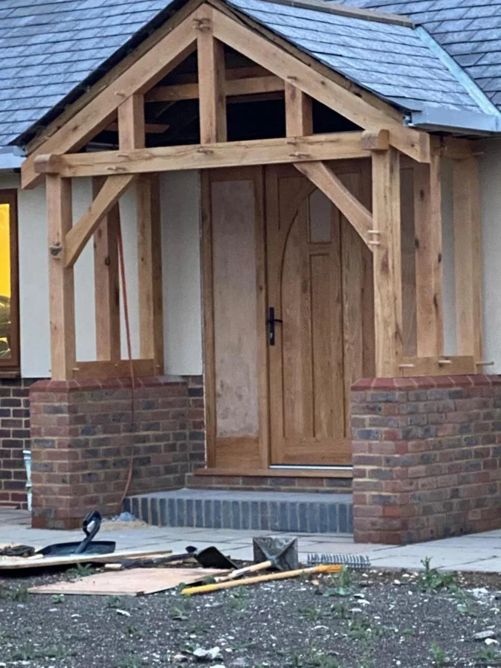 Oak door and porch