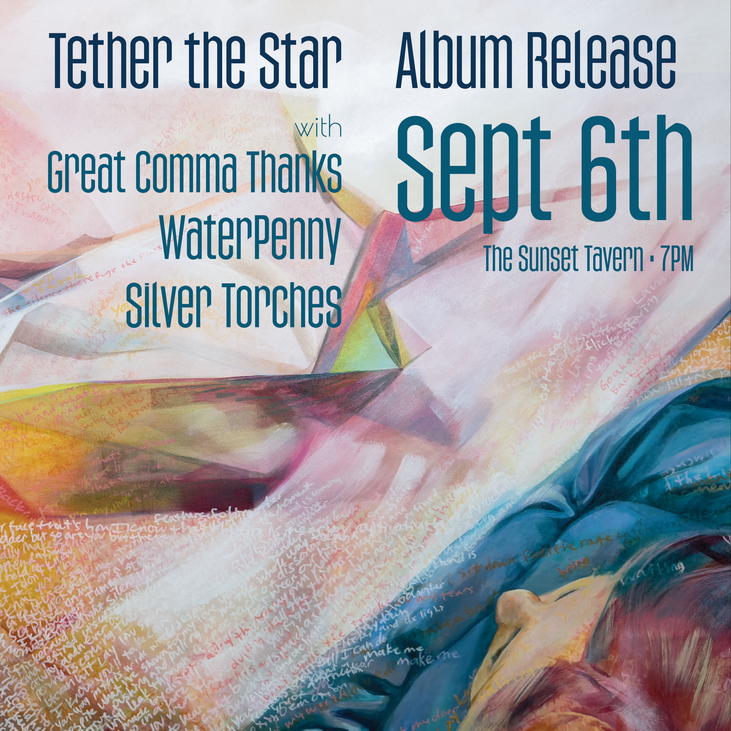 Tether the Star album release show poster at The Sunset Tavern on September 6 2026