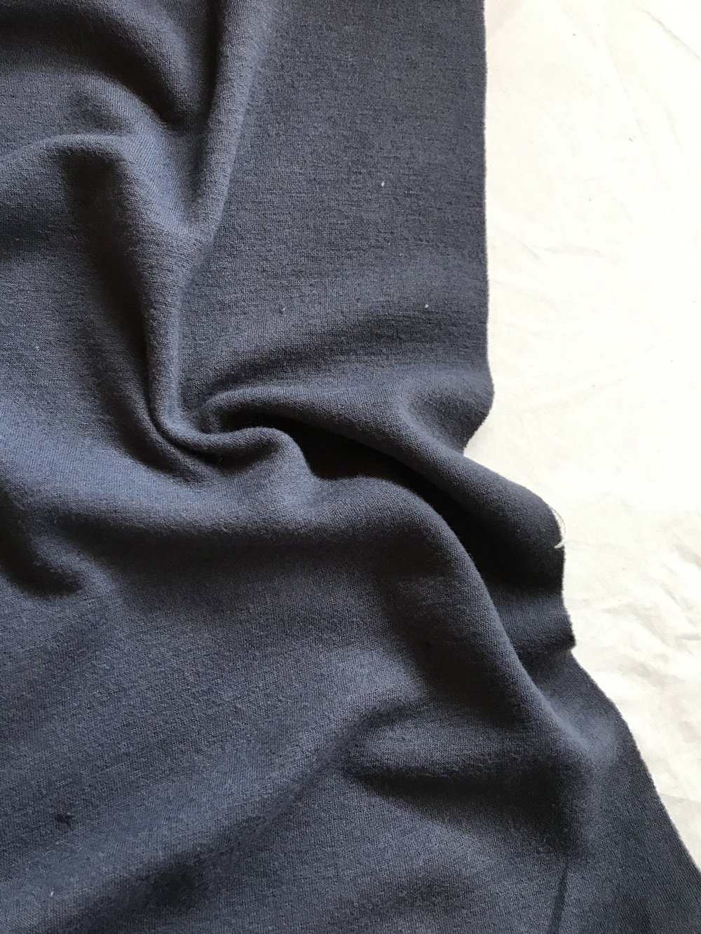 hengel Naschrift Blauwdruk Wool Jersey Fabric — L'Etoffe Fabrics Online