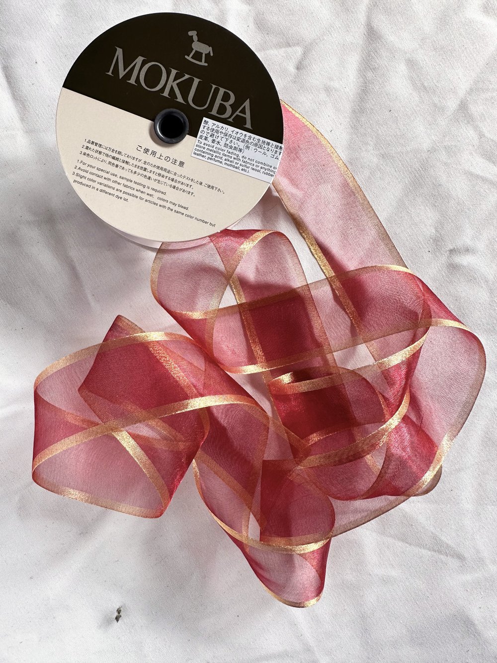 Mokuba Metallic Ribbon Edge On Organdy Ribbon — L'Etoffe Fabrics
