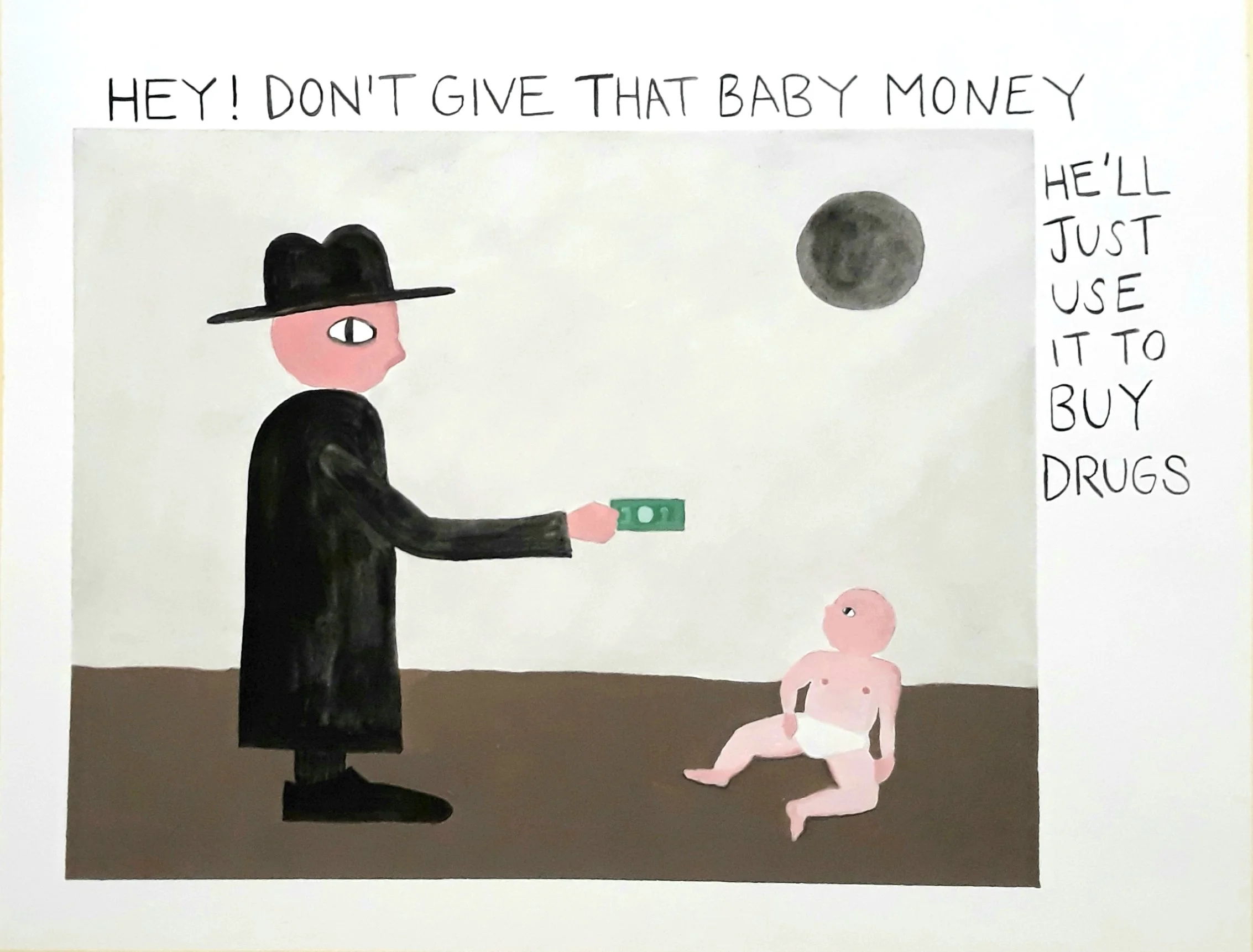 Paternalism, 16"x13", Gouache and Ink Wash