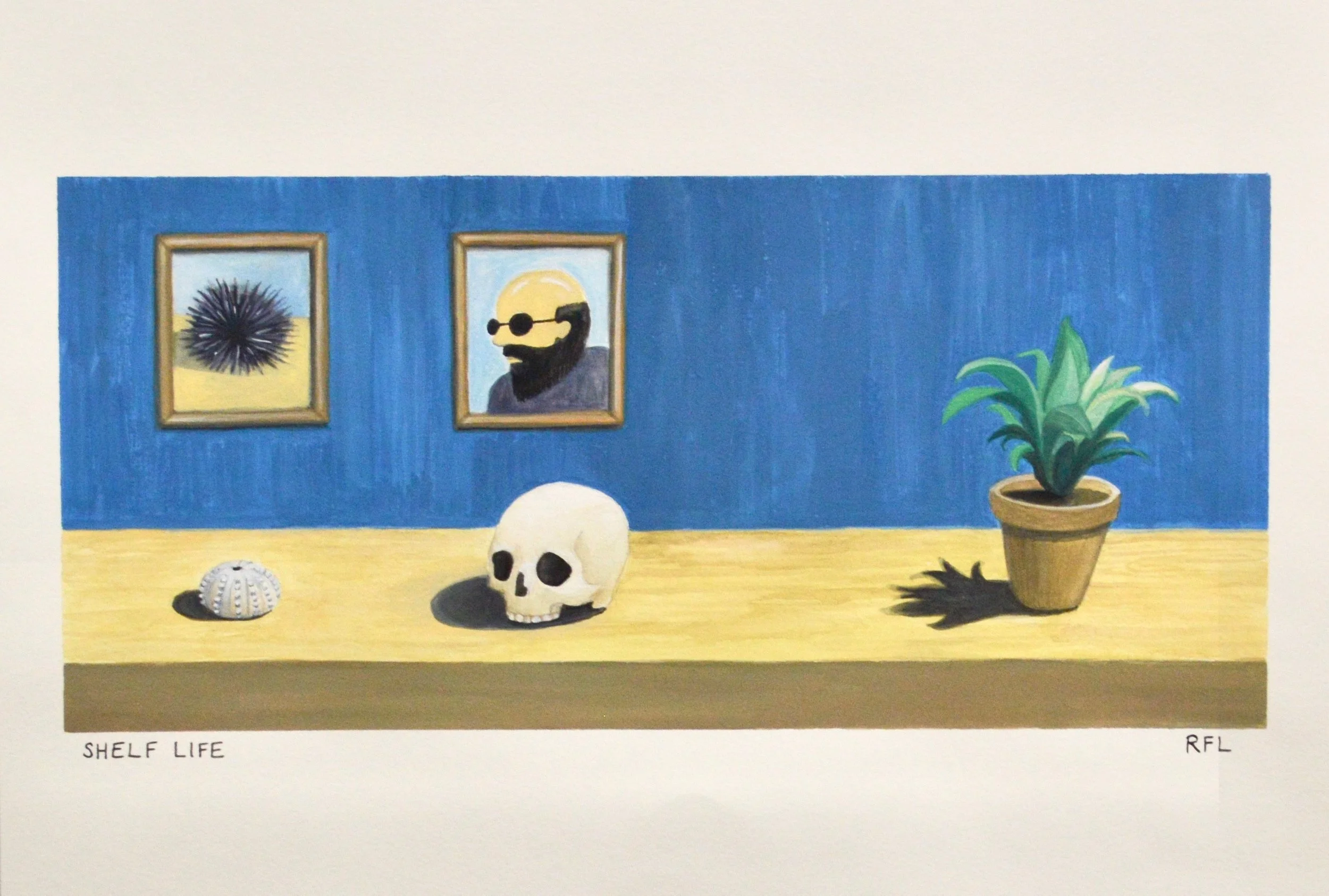 Shelf Life, 18"x8", Gouache