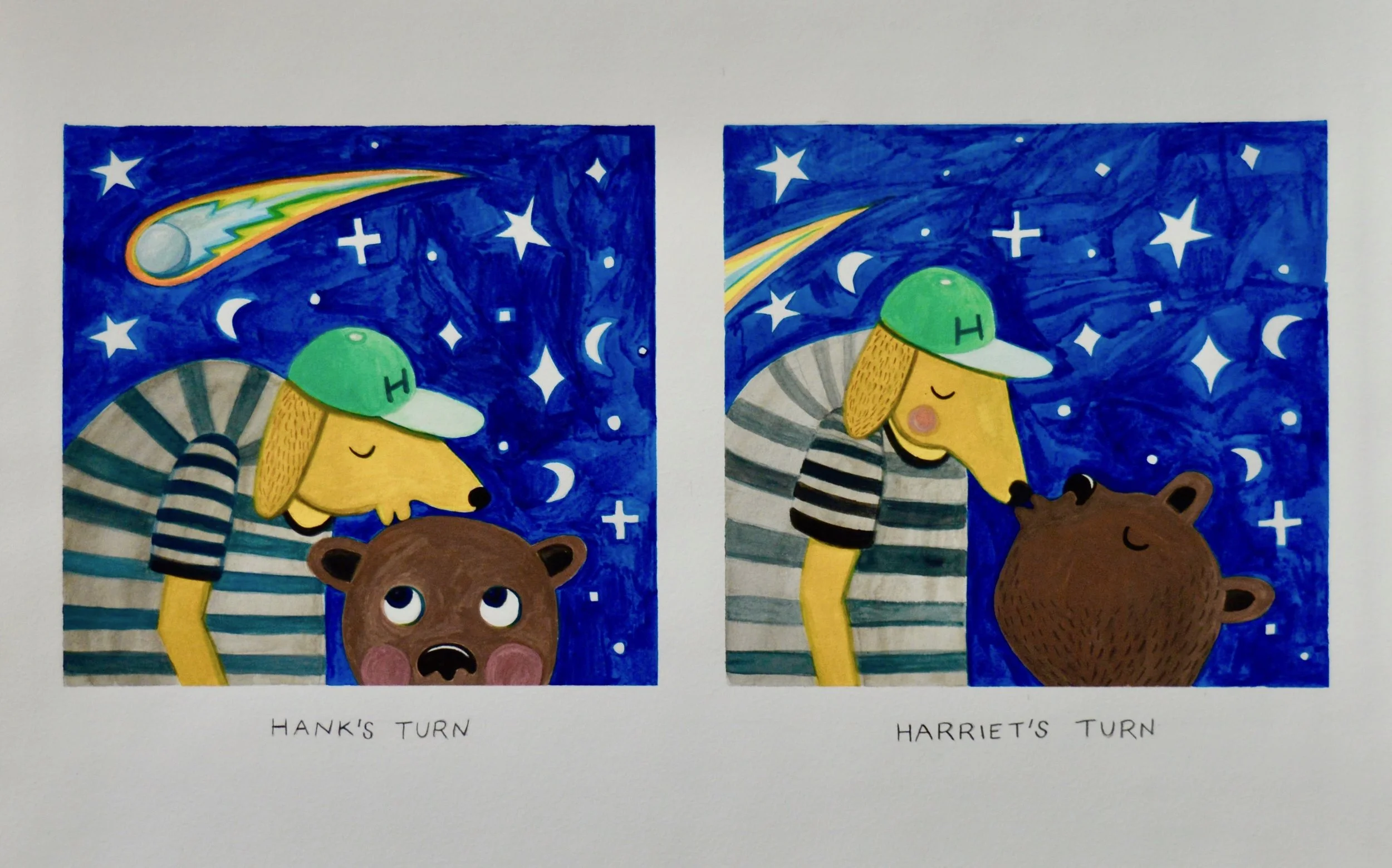 Hank and Harriet, 13"x20", Gouache 