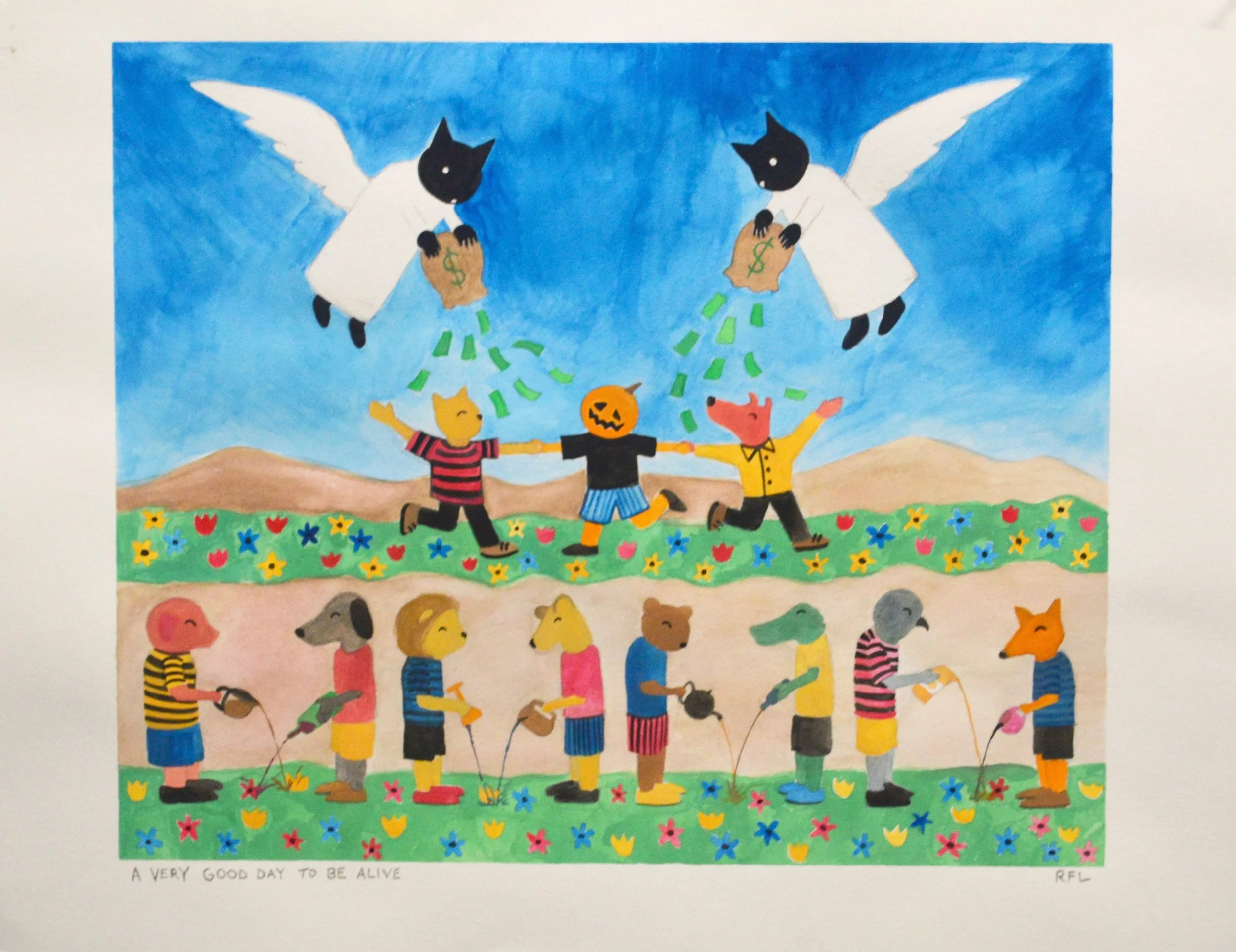 A Very Good Day to Be Alive, 22"x15", Gouache