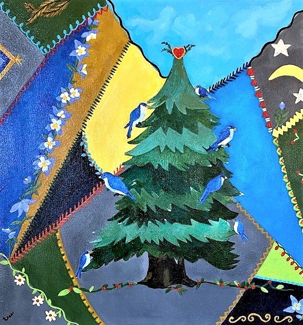 blues town (20 x 20" acrylic on canvas)