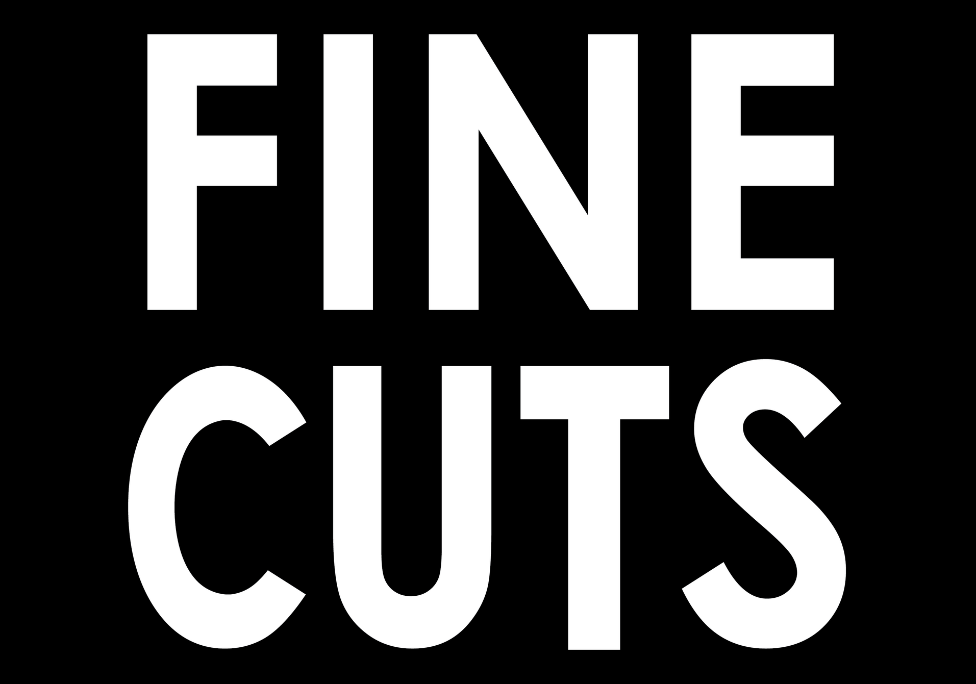 Bold white text on a black background reading 'FINE CUTS'.